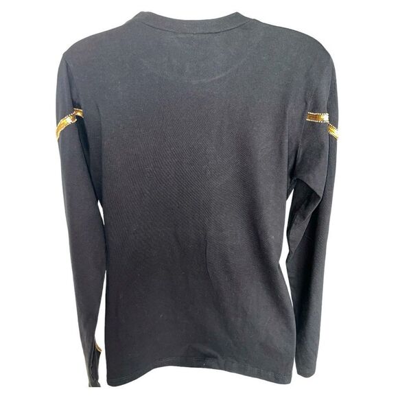SETA Black Town Sweater Gold Sequined Studded Size M. - Picture 4 of 8